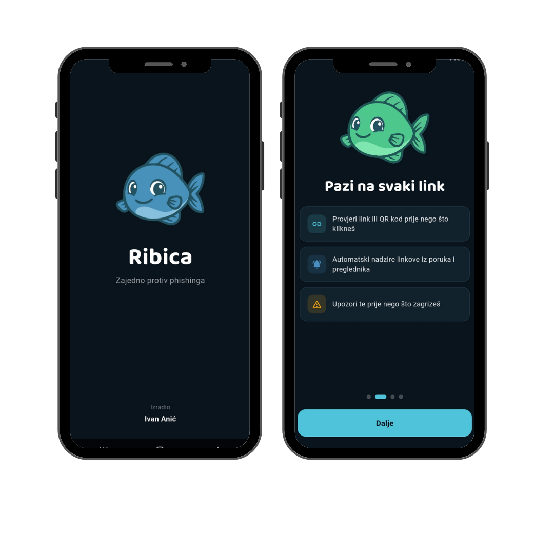 Aplikacija Ribica na mobitelu